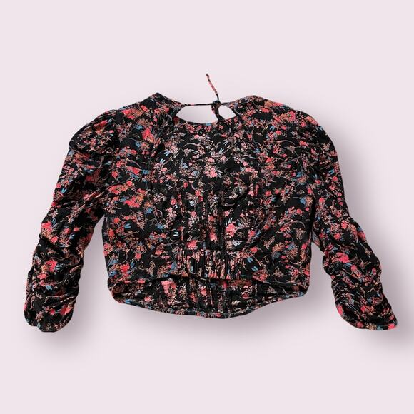 Free People WOMENS Monica Floral Corset Top Cropped Backless NWOT Black Red XS - Picture 6 of 13